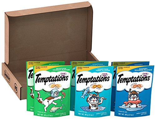 TEMPTATIONS Classic Treats for Cats Seafood Lovers 3 Ounces (6-Pouch Variety Pack); With Our Mouthwatering Menu We Have a Flavor For Every Feline