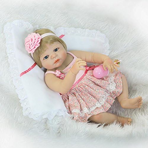Fan Moon Full Body Soft Silicone Vinyl Real Like Baby Doll Pink Dress 23-Inch
