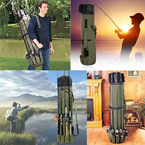 Powcan Sac Canne à Pêche Etanche Multifonction Housse Cannes à Pêche Pliante Avec Grande Capacité Et Sangle Réglable…