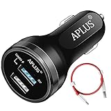 Dash Car Charger, Aplus Dual USB Charging Rapidly Car Charger for Oneplus 3 / 3T / 5 / 5T / 6 / 6T (Black)