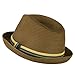Tri-Colored Men's Fedora Paper Straw Hat - Light Brown W19S67B