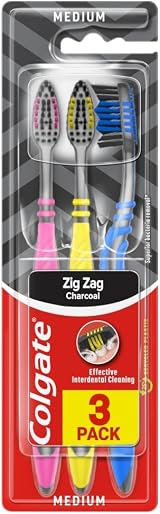 Colgate Zig Zag Medium Bristles Toothbrush Pack of 3 Multangle Cross Bristles