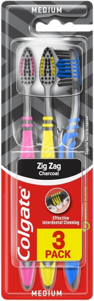 Colgate Zig Zag Medium Bristles Toothbrush Pack of 3 Multangle Cross Bristles