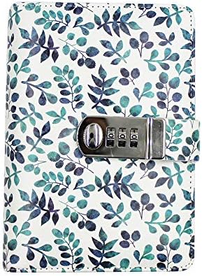 6-Ring Binder Password Notebook with Combination Lock, PU Loose-Leaf Travel Journal Diary Writing Planner Notepad with Card Slots, 200 Pages