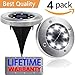 Solar Ground Lights,Outdoor Garden Pathway Waterproof In-Ground Driveway Lawn Walkway Flood Lights 8 LEDs Disk Lights,A Bright Road in Your Garden, White(8 LEDs,4-PACK)
