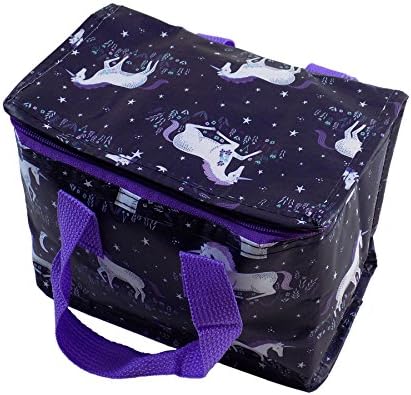 KIDS UNICORN STARS MOON COOL COOLER LUNCH BAG PURPLE 21.5CM X 12.5CM X 16CM
