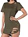 Pxmoda Women's O Neck Short Sleeve Ripped T Shirt Dress