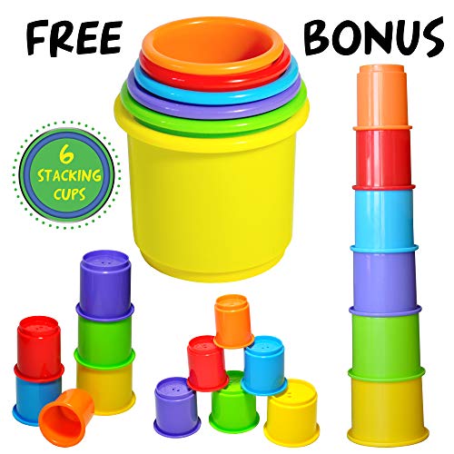 MindSprout Pound a Ball Toy for Toddlers + 6 Stacking Cups for 1 Year Old Boy & Girl