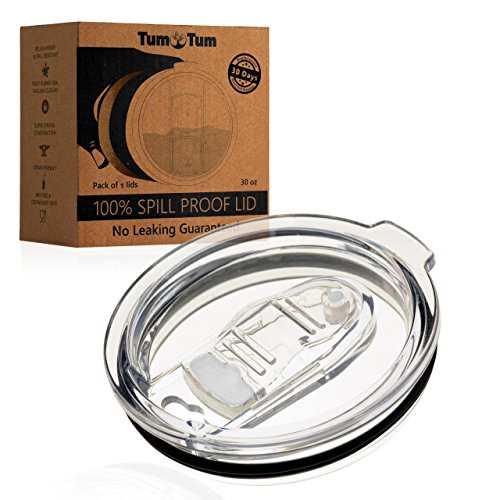 Spill Proof Yeti Lid & Rtic Tumbler Lid - NEW Splash Resistant Premium Quality BPA Free 30oz - Vacuum Sealed Open Close Sliding Closure - Fitted for Rambler, Smart, Ozark Trail. Bonus Smoothie eBook.