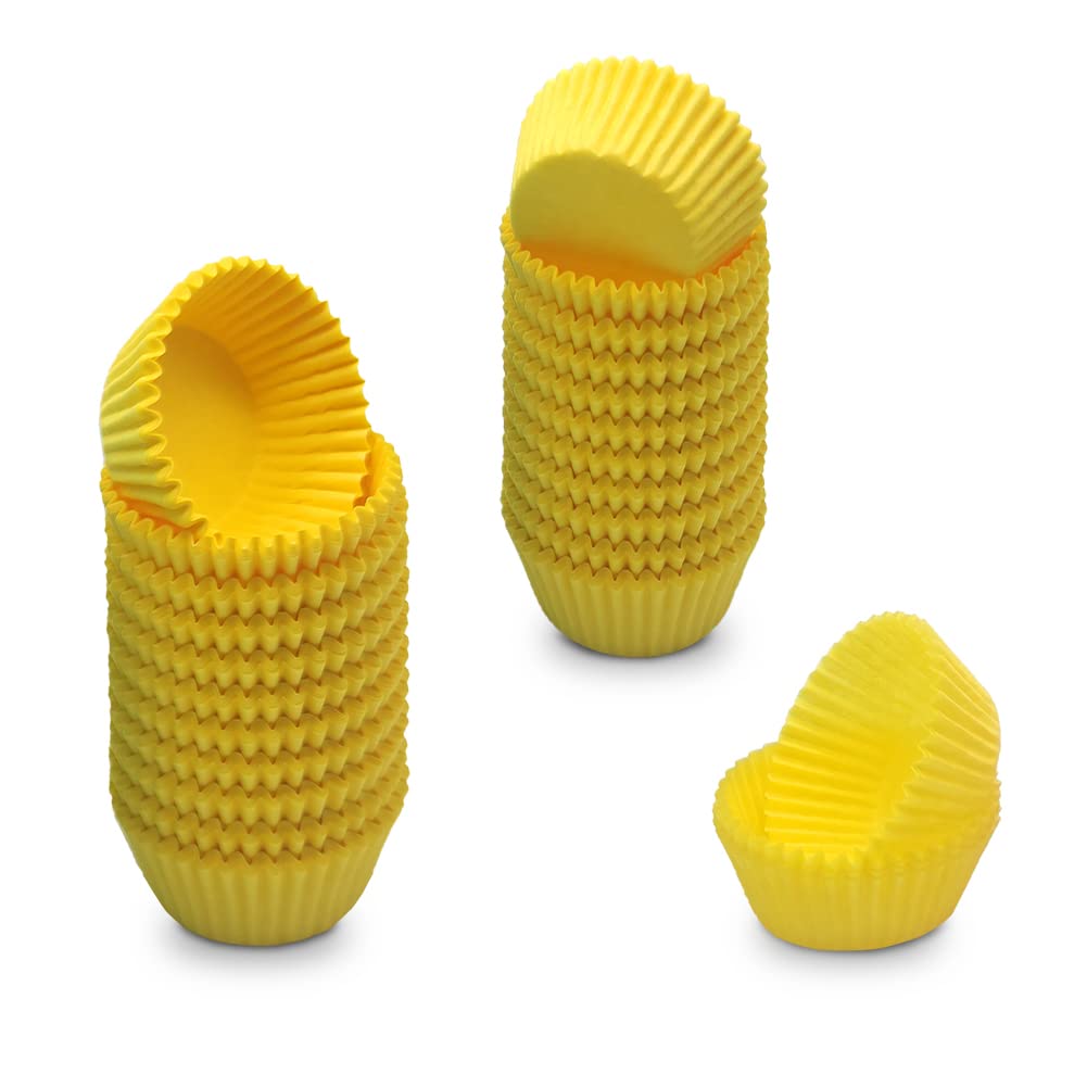 Mombake Mini Cupcake Cases Premium Greaseproof Muffin Baking Cups(Yellow, 500-Count)