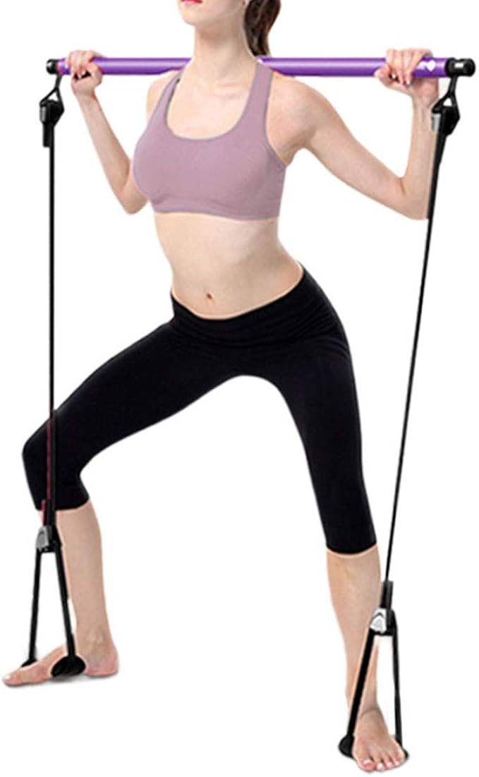 Pilates Bar Kit with Resistance Band, Portable Home Gym