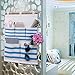 Homecube Linen Cotton Fabric 5 Pockets Wall Door Cloth Hanging Storage Bag Home Organizer (Navy Stripe)