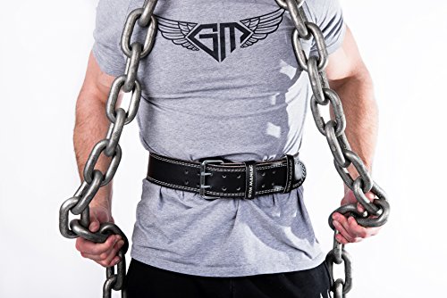 Gym Maniac Weight Lifting Waist Gym Belt | Adjustable Size, 2 Prong Buckle, Comfy Suede, Reinforced Stitching | Support Your Back & Alleviate Pains (Silver, Large)