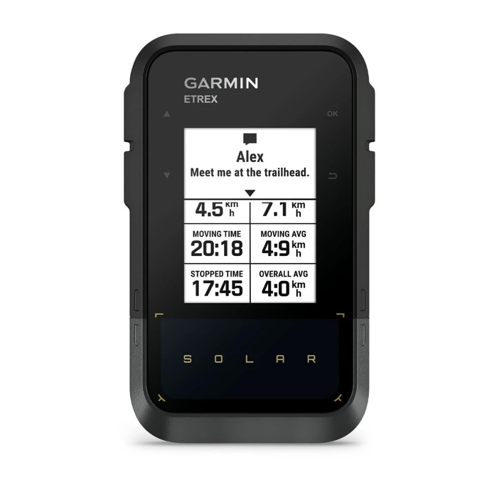 Garmin eTrex® Solar, GPS Handheld Navigator, Unlimited Battery Life, Water Resistant
