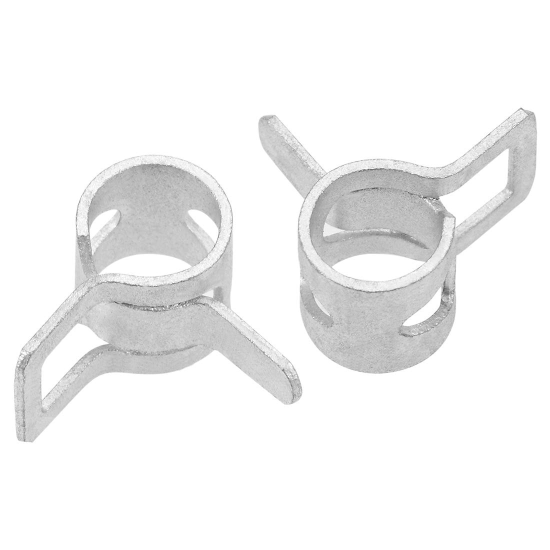 uxcell Spring Band Type Clamp 7mm Inner Dia Fit 7.5-8.2mm OD Hose Fuel Line Silicone Tube Clips Clamp Silver Manganese Steel 10Pcs