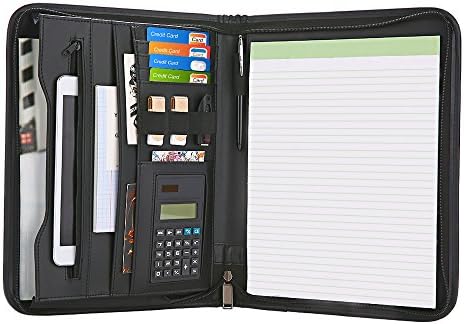 GARCENT Leather A4 Resume Portfolio Folder, Premium Leather Interview Portfolio with Lock, Business Portfolio Organizer for Interview Presentation Office, Leather Conference Folder for Women & Men