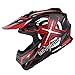 1Storm Adult Motocross Helmet BMX MX ATV Dirt Bike Four Wheeler Quad Motorcycle Full Face Helmet Racing Style: HF801 Sonic Red