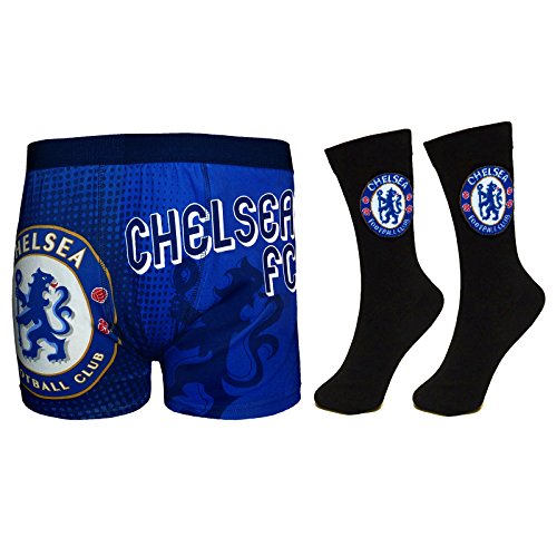 Chelsea Football Club Official Soccer Gift Set Mens Dress Socks & Boxers Medium