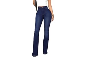 Maiyifu-GJ Women High Waist Wide Leg Bootcut Jeans Washed Flare Bell Bottom Jean Trouser Retro Stretch Slim Fit Denim Pants