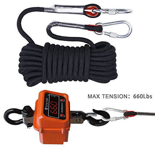 GINEE Outdoor Rock Climbing Rope 49Ft,Black Static 10mm Tree climbing Gear spikes,Rescue Safety Rappelling Rope kit,Max Tension 660 Lbs - Thumbnail 2