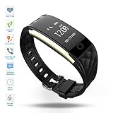 Fitness Tracker,DENISY Wireless Activity Trackers Smart Bracelet with Heart Rate Monitors for IOS Android Activity Watch Wristband.BLACK