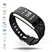 Fitness Tracker,DENISY Wireless Activity Trackers Smart Bracelet with Heart Rate Monitors for IOS Android Activity Watch Wristband.BLACK