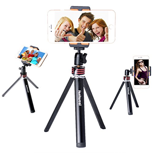Fantaseal 2 in 1 Smartphone Mini Tripod Selfie Stick Aluminum Alloy Camera Tripod Table Desk Tripod Outdoor Travel Portable Tripod Stand Holder for Sony/Huawei/Xiaomi Android Phone+Camera Selfie