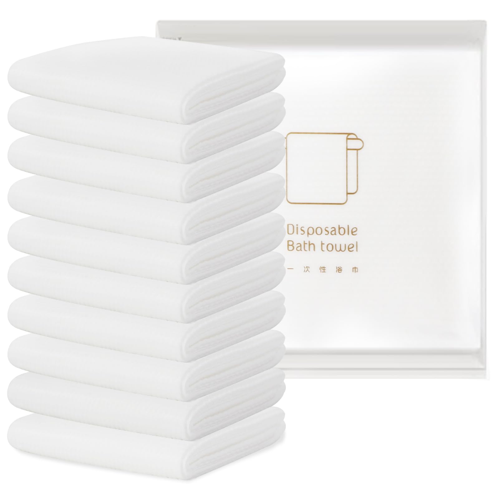 DAWNTREES 10 Pack Disposable Bath Towels,70X140 cm Travel Essentials,Disposable Spa Towels for Travel,Bathroom, Hotel,Business,Trip, Swimming