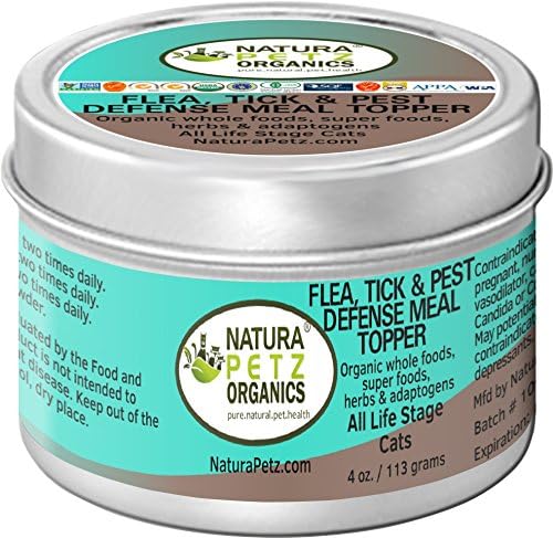 Natura Petz Organics Flea Tick & Pest Defense Meal Topper for Cats, 4 oz
