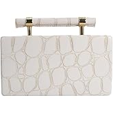 QMLGB Women Faux Leather Evening Bag Stylish Gripe Clutch Handbag PU Shoulder Crossbody Bag for Party Formal Casual