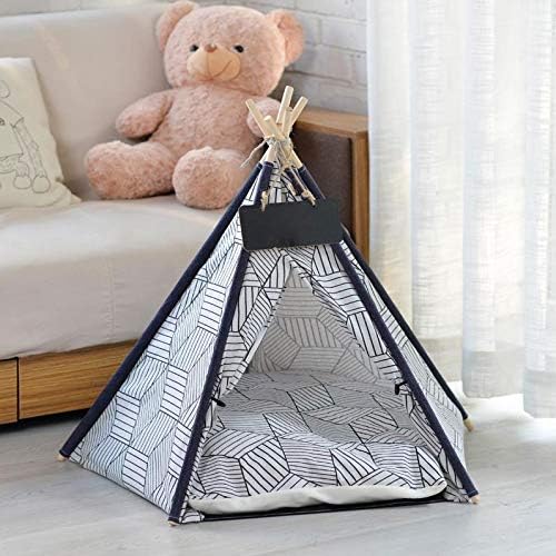 MISLD Pet Teepee Small Blackboard Pet Tent Indian Tent Cat Bed Dog Bed Warm Pet Houses Portable Pet Teepee with Pillow for Cats and Dogs