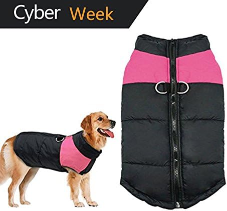 Winter Dog Coat Vest - Small Waterproof Dog Coat Fleece Lined For Warmth, Chest Protector Puffer Pet Dog Puppy Clothes Vest For Autumn Winter (XXL (Weight:15.5-20lb Back:17.22inch), Pink)