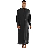 Lars Amadeus Nightshirts for Men's Long Sleeves Button Sleep Shirts Nightgown with Pockets