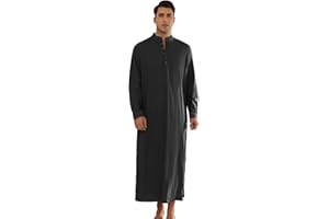 Lars Amadeus Nightshirts for Men's Long Sleeves Button Sleep Shirts Nightgown with Pockets