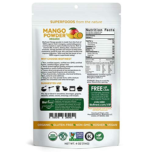 image for Biofinest Mango Powder - 100% Pure Freeze-Dried Antioxidants Superfood