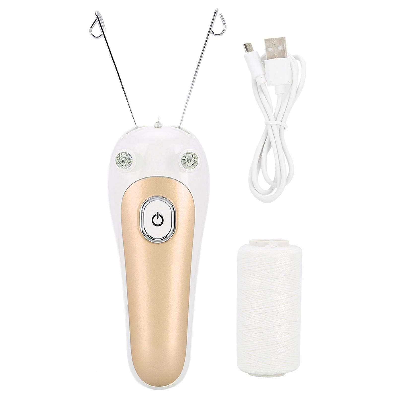 Agatige Electric Threading Epilator,Handheld Body Facial Hair Remover Physical Threader Hair Removal Tool for Face Arm Leg(Gold)