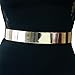 Womens Metal Mirror Waist-Belt Metallic Belt Obi Wide- Golden, Large (30-36 inch)