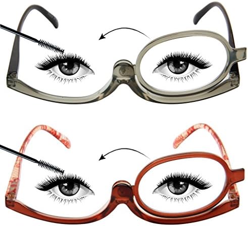 LianSan Designer 2 Pack Makeup Reading Glasses Magnifying Womens Cosmetic Readers Make up Rotating Lens Glasses L3660, GY-BN, 3.00