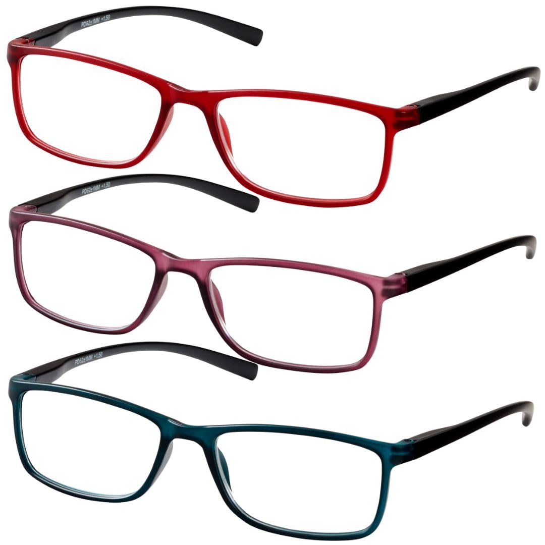 Remaldi Essential Newport Reading Glasses, Reds, 3.5 (pack of 3)