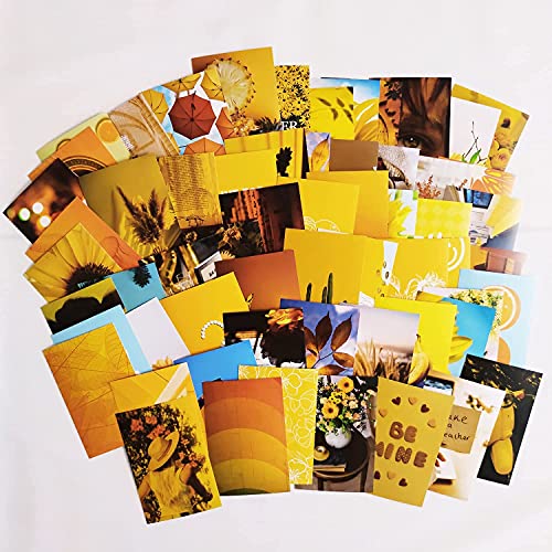 fantasy casa Yellow Collage Kit for Wall Aesthetic decor, 60 Set 4x6 inch Images, Room Decor for Teen Girls, Posters For Room Aesthetic, Wall Collage Kit Aesthetic Pictures, cool room decor aesthetic, Posters Aesthetic, Collage Kit