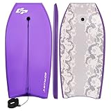 Goplus 41 inch Super Bodyboard Body Board EPS Core, IXPE Deck, HDPE Slick Bottom with Leash, Light Weight Perfect Surfing for Kids and Adults (Purple)