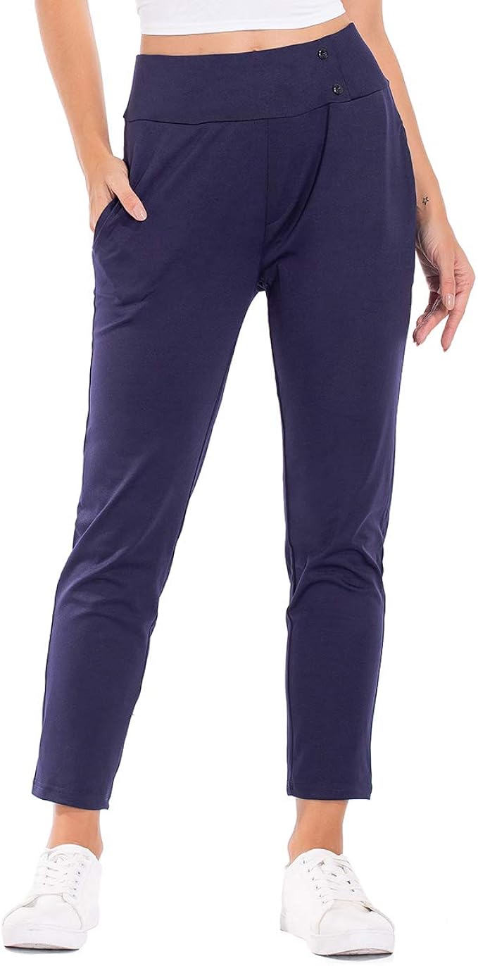 navy slim trousers ladies
