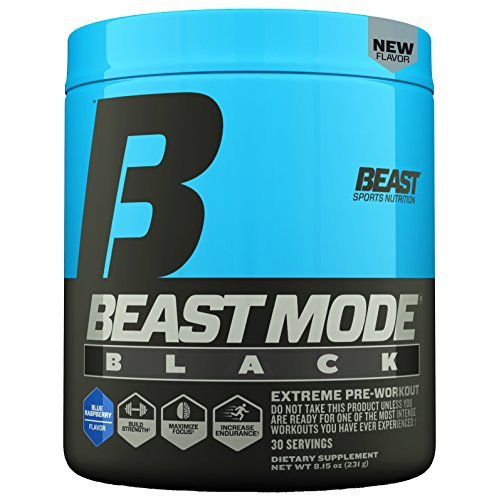 Beast Sports Nutrition - Beast Mode Black - Ultimate Workout Supplement - High Energy Production - Maximizes Strength & Muscle Gain -  Supports Healthy Testosterone Levels - Blue Raspberry 30 Servings