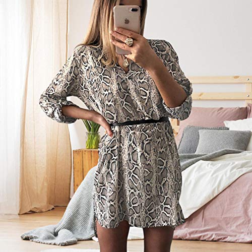 51sFl%2BmweEL Vestido camisero con estampado de serpiente Cuello en V Manga larga Top casual Vestido camisero con estampado de… Vestido camisero con estampado de serpiente Cuello en V Manga larga Top casual Vestido camisero con estampado de… - Imagen 5