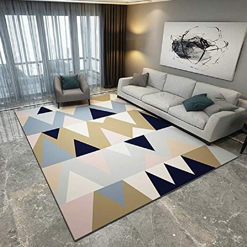 Love Needs Floor Mat Geometric Pattern Triangle Yellow Navy Blue Outdoor/Indoor Doormat Livingroom Bedroom Sofa Carpet Non Slip Home Hotel Entryway Custom Area Rugs Mat 47.2"X62.9"