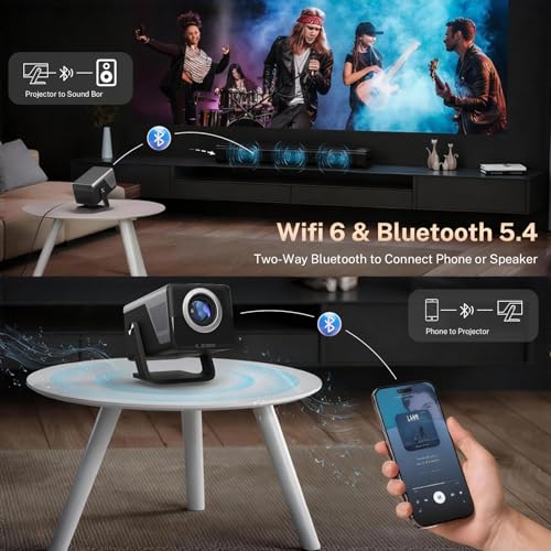 [2000 ANSI / 1080P UHD Native / AI Visual Calibration] Projector with 8K/4K Support, X7 Smart Projector with Android 14, Auto Focus and Correction, Hi-Res Audio, WiFi 6 & Bluetooth 5.4