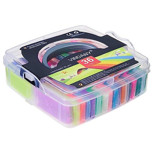 Vindany 36 Colors Polymer Clay Modeling Clay Kit Soft Non-Toxic Baking Soda DIY with Tools and Storage Box Christmas for Kids