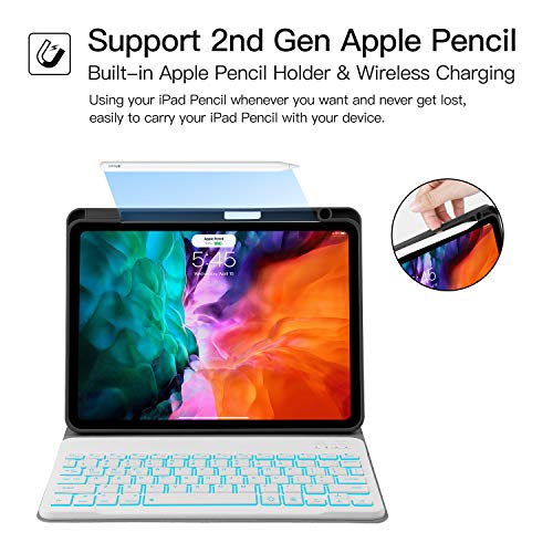 iPad Air 4 10.9 BacklitKeyboard Case 2020 JUQITECH Smart Case with