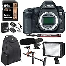 Canon 5D Mark III 22.3MP Full Frame CMOS 1080p HD Video Mode Digital SLR Camera Body, Polaroid Chest Stabilizer, Lexar 64GB SDXC, LED Lighting, Condenser Microphone, Polaroid Battery & Accessory Kit