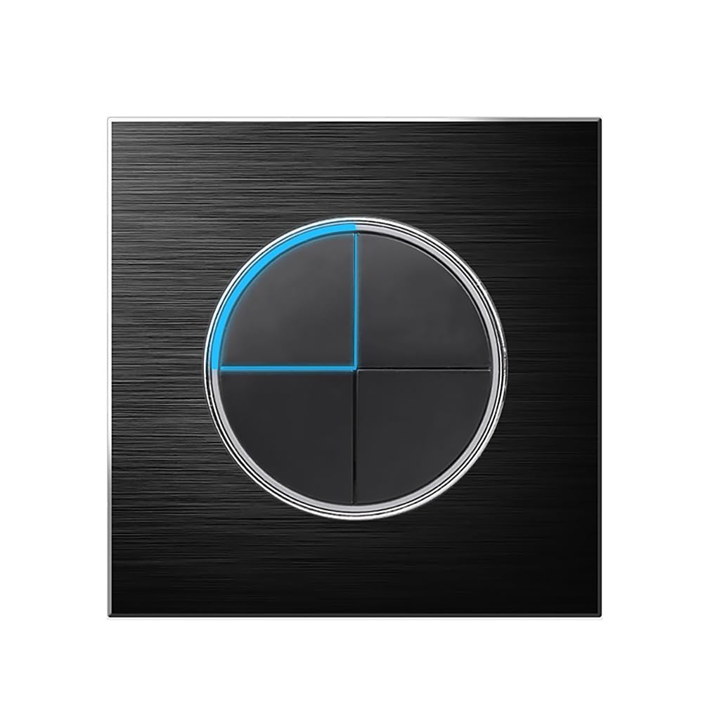 Circle 1/2/3/4 gang 2 way Push Button Wall Light Switch Glass Step Light LED Indicator (black aluminum 4 gang 2 way)